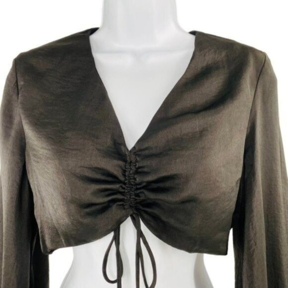 Petal & Pup NEW Sienna Satin Formal Black Midi Dress Matching Set Size L - Picture 6 of 11